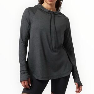 ATHLETA Uptempo Hoodie Sweatshirt Black Heather Gray Top Shirt Sweatshirt XL